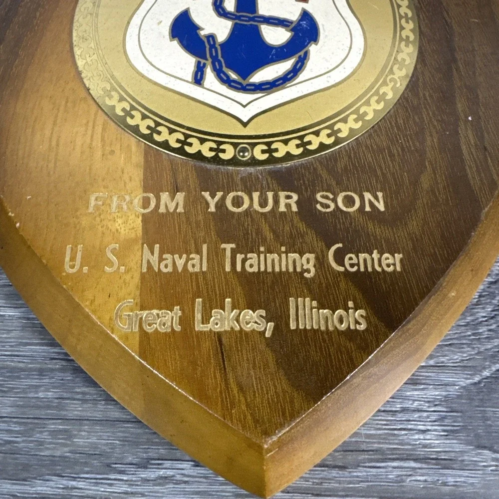 Vtg To Mother And Dad From Your‎ Son USN Navy Wood Plaque Great Lakes Illinois
